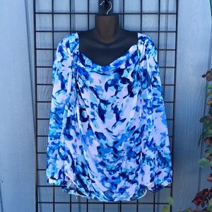 Jennifer Lopez Watercolor Sheer Blouse